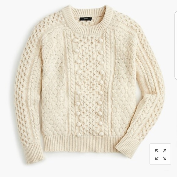 J. Crew Sweaters - NWT JCrew Ivory Pom Pom Cable Sweater